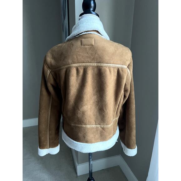 Universal Thread moto sherpa lined faux suede brown jacket size M - Picture 4 of 5